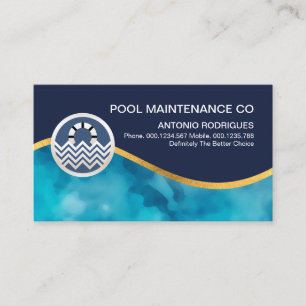 Blue Water Grunge Gold Swimming Wave Business Card