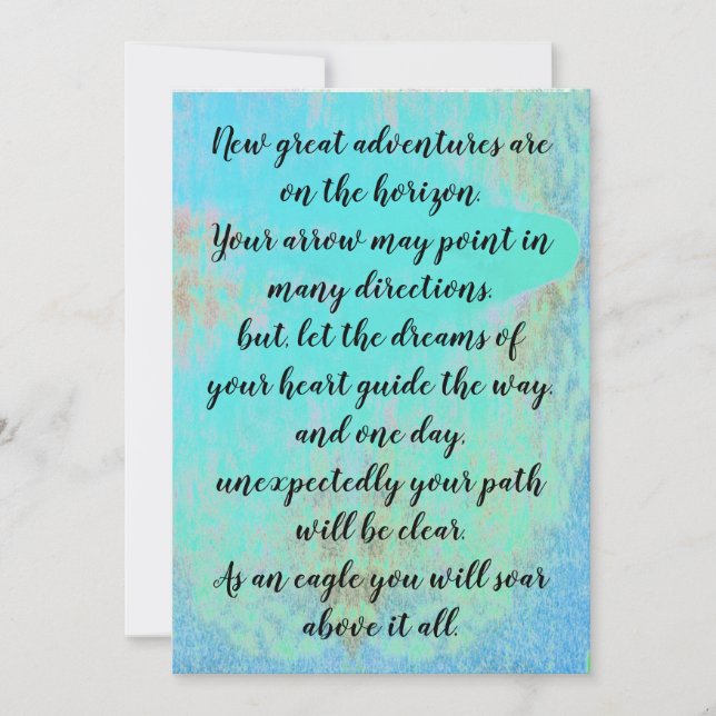 Blue water Inspirational quote graduation cards (Front)