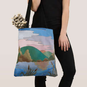 Blue water landscape abstract contemporary uniquei tote bag