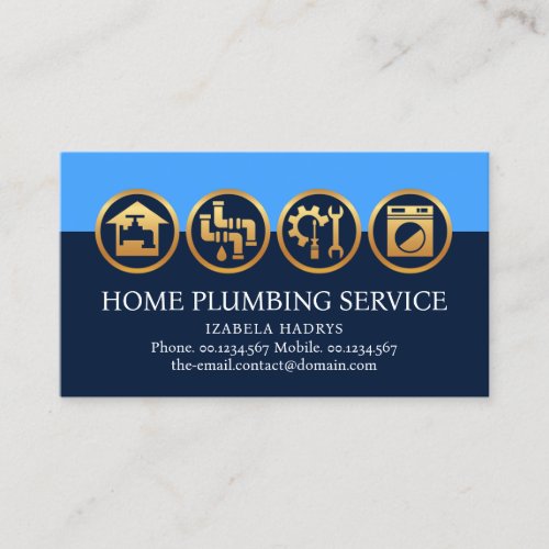 Blue Water Layers Plumbing Icons Business Card