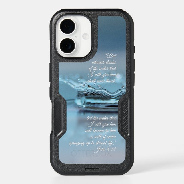 Blue Water Life never thirst Bible Verse John Otterbox iPhone Case (Back)