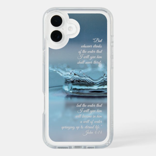 Blue Water Life never thirst Bible Verse John Speck iPhone Case (Front)