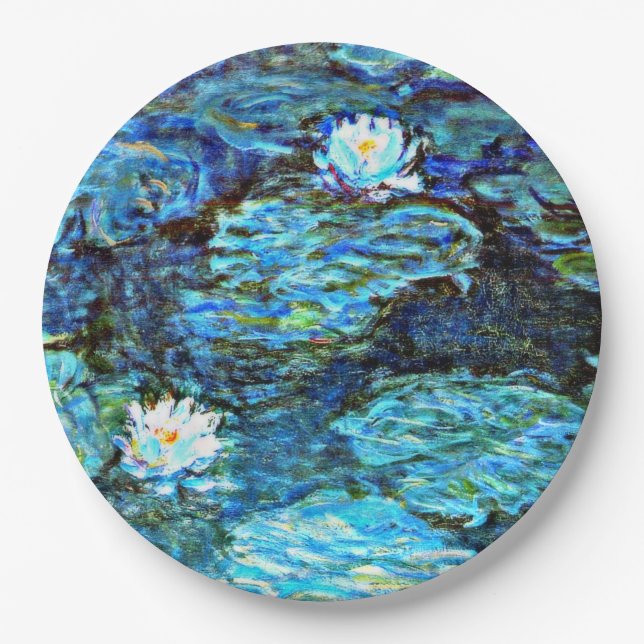 Blue Water Lilies by Monet Paper Plates (Front)