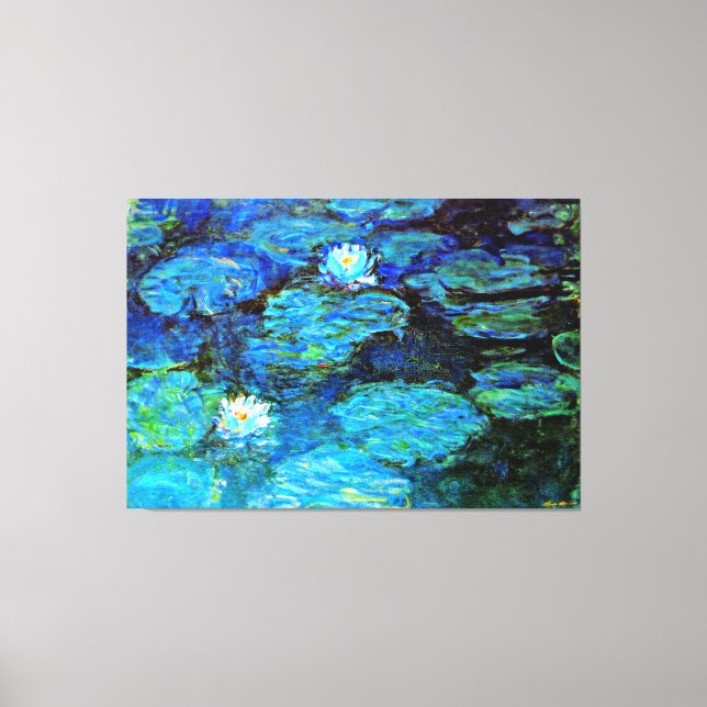 Blue Water-Lilies, fine art painting Canvas Print (Front)