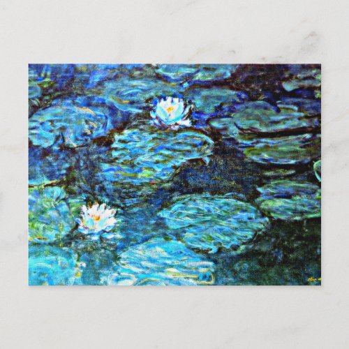 Blue Water_Lilies fine art painting Postcard