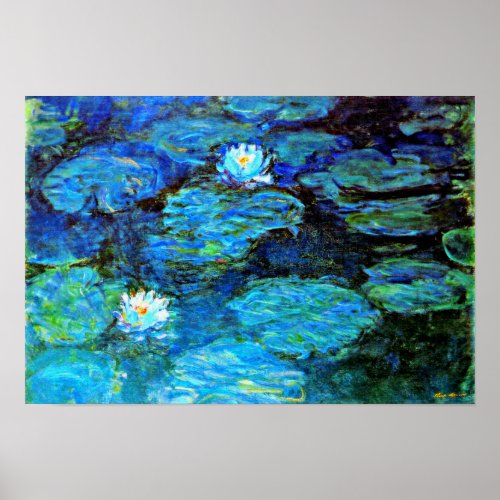 Blue Water_Lilies fine art painting Poster