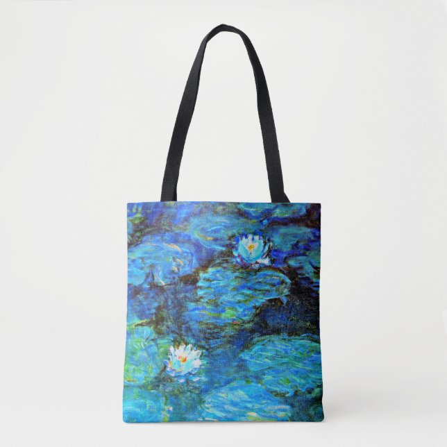 Blue Water-Lilies, fine art painting Tote Bag (Front)