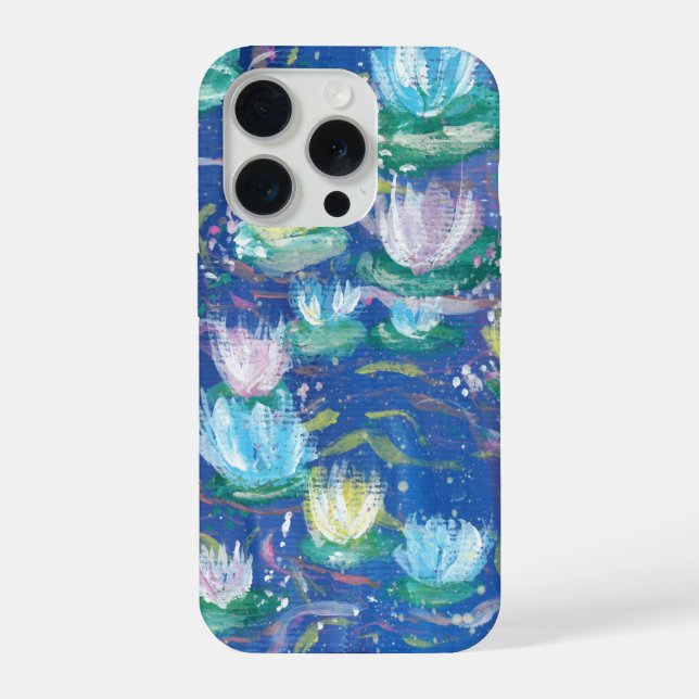 Blue Water Lilies Painting Phone Case (Back)