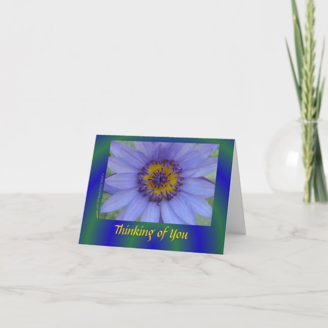 Blue Water Lily Flower Sympathy Card (notecard) (Front)
