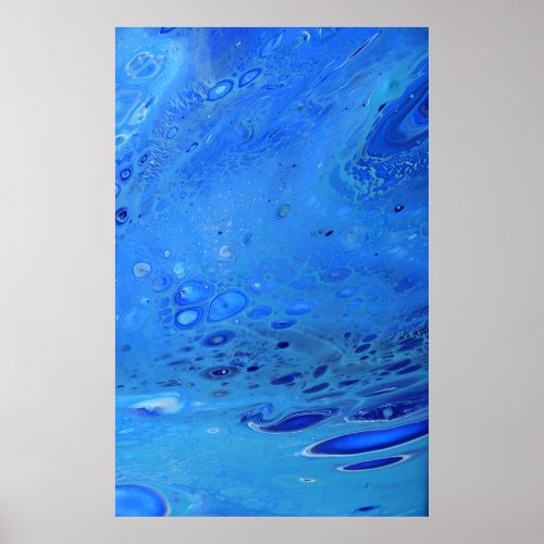 Blue Water Liquid Modern Abstract Fluid Art Poster