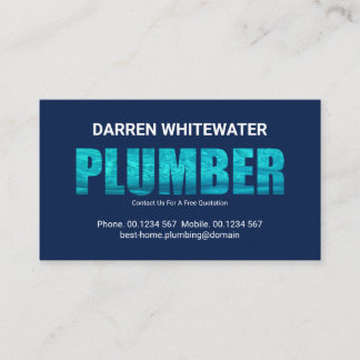 Blue Water Log Plumber Signage Plumbing Service Business Card