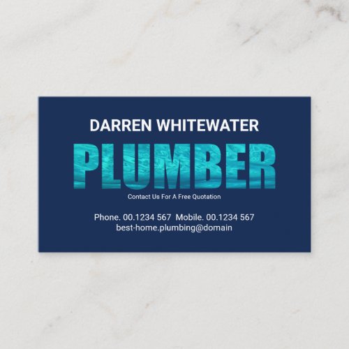 Blue Water Log Plumber Signage Plumbing Service Business Card