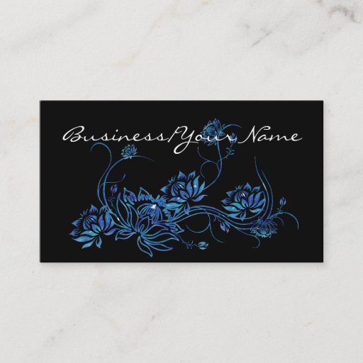 Customizable Blue Water Lotus Flower Asian 2 Business Card