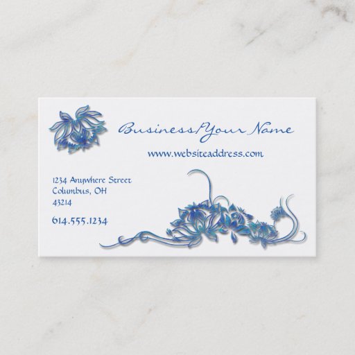 Customizable Blue Water Lotus Flowers Asian Business Card