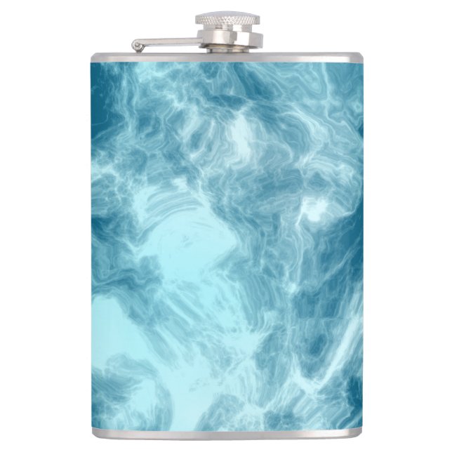 Blue Water Marble  Flask (Front)