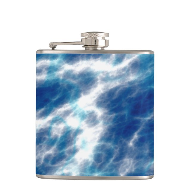 Blue Water Marble   Flask (Front)