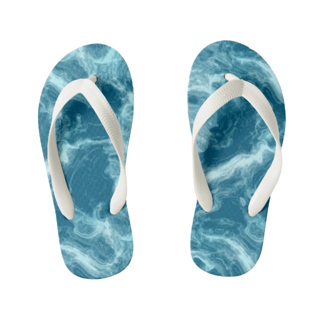 Blue Water Marble   Kid's Flip Flops (Footbed)
