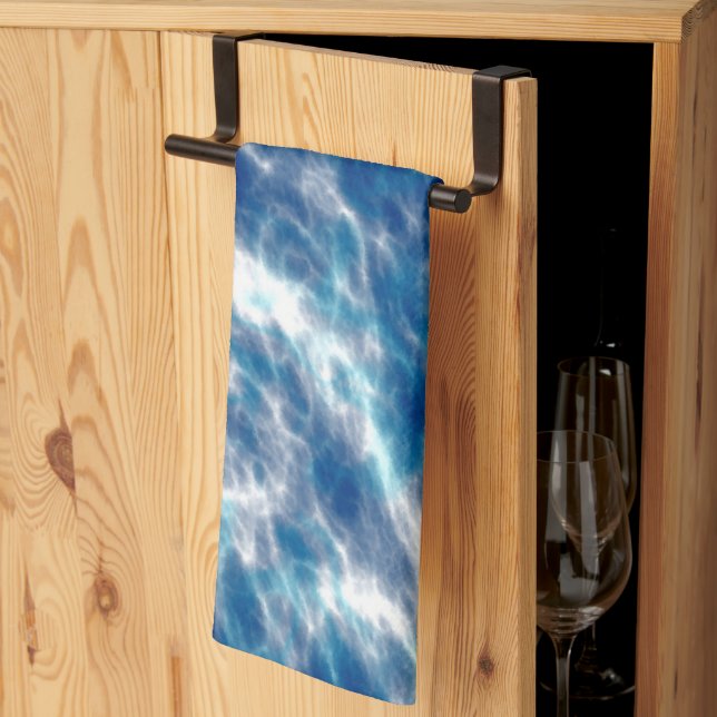 Blue Water Marble   Kitchen Towel (Thirds Fold)