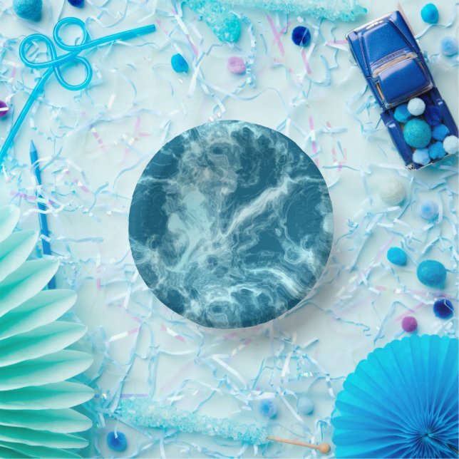 Blue Water Marble Paper Bowls (Party)