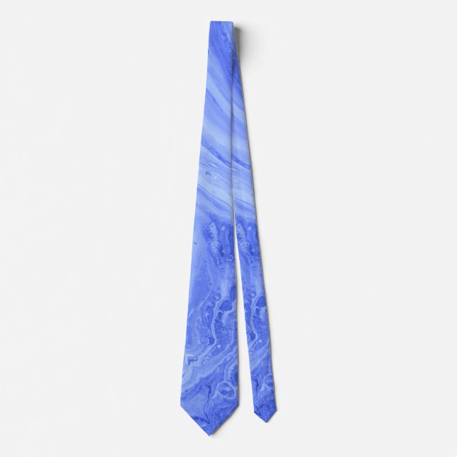 Blue Water Marble Style Art Tie (Front)
