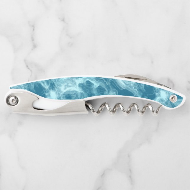 Blue Water Marble Waiter's Corkscrew (Front)