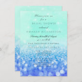 Blue Water Navy Blue Mint Glitter Bridal Shower Invitation (Front/Back)
