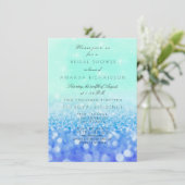 Blue Water Navy Blue Mint Glitter Bridal Shower Invitation (Standing Front)