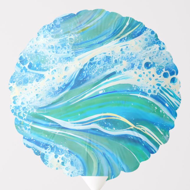 Blue Water Ocean Sea Waves  Balloon (Front)