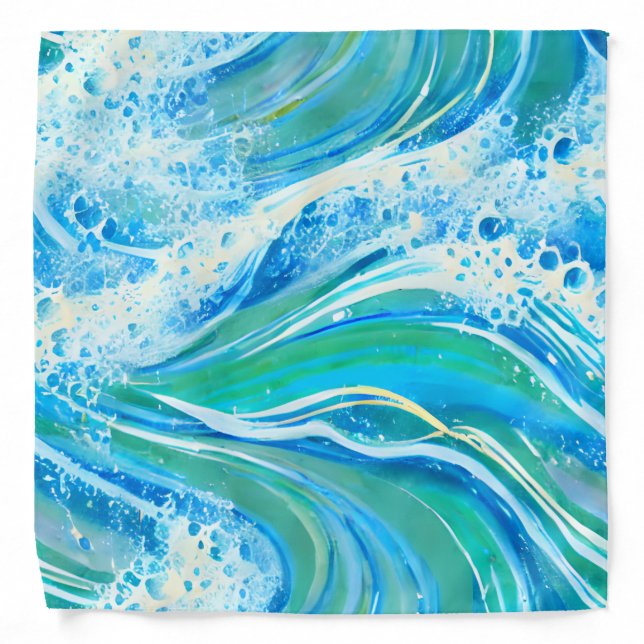 Blue Water Ocean Sea Waves   Bandana (Front)