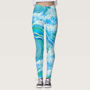 Blue Water Ocean Sea Waves Leggings