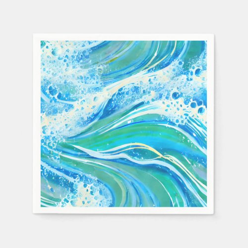 Blue Water Ocean Sea Waves  Napkins