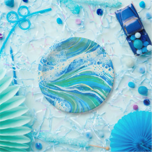 Blue Water Ocean Sea Waves Paper Plates
