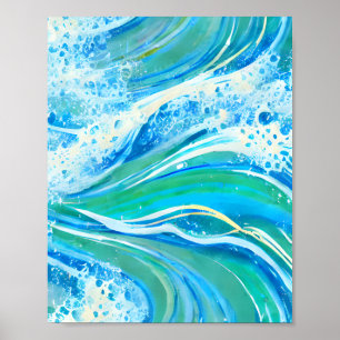 Blue Water Ocean Sea Waves Poster