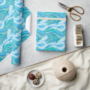 Blue Water Ocean Sea Waves Wrapping Paper