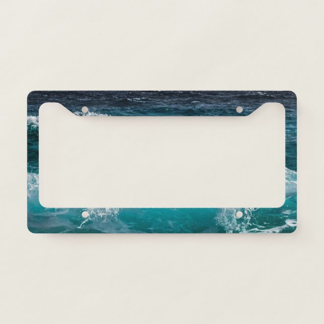 Blue Water Ocean Waves License Plate Frame (Front)