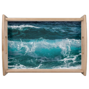 Blue Water Ocean Waves Serving Tray