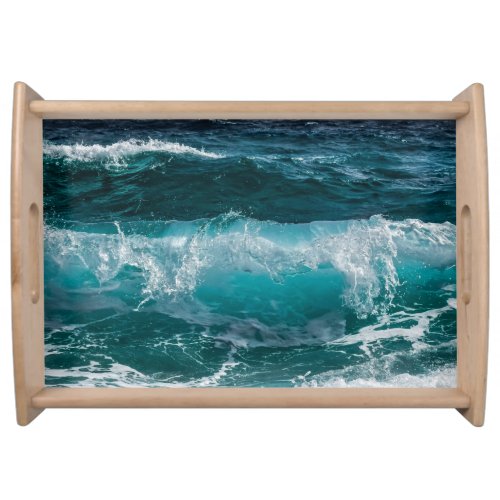 Blue Water Ocean Waves  Serving Tray