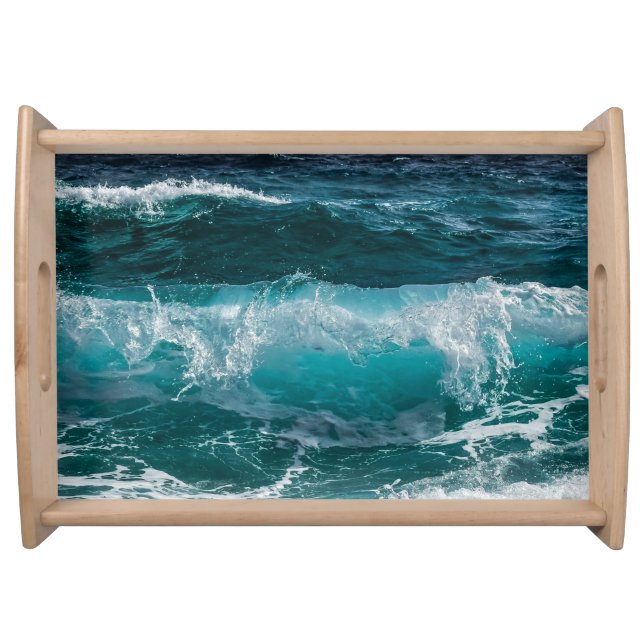 Blue Water Ocean Waves  Serving Tray (Front)