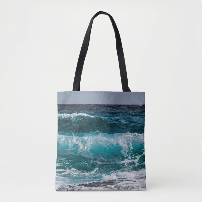 Blue Water Ocean Waves Tote Bag (Front)