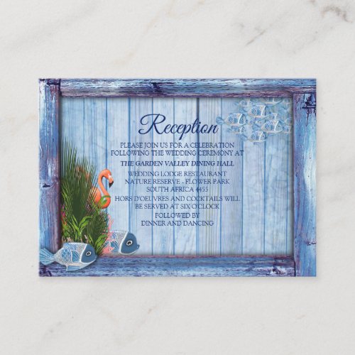 Blue water Pebbles  Pink Flamingos Enclosure Card