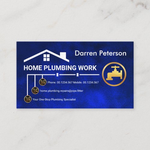Blue Water Pipe Line Plumber Service Business Card