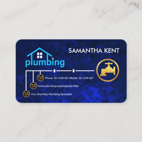 Blue Water Pipe Line Plumbing Business Card