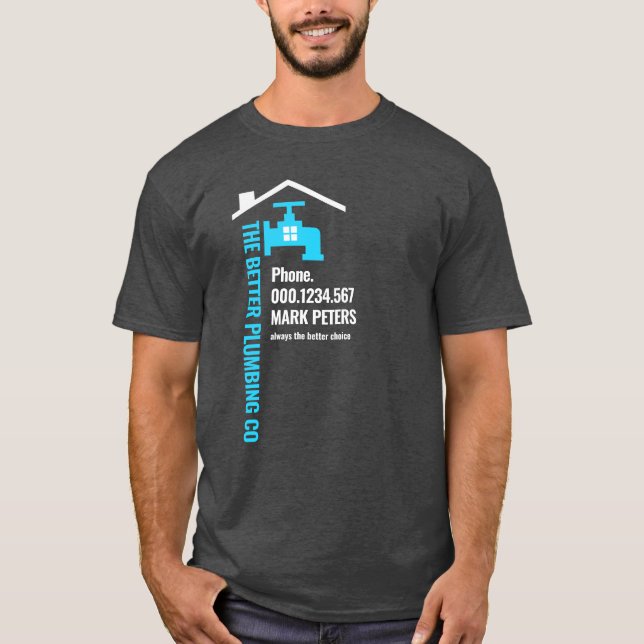 Blue Water Pipe Your Business Name T-Shirt (Front)