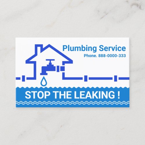 Blue Water Pipeline Leaking Home Faucet Business Card