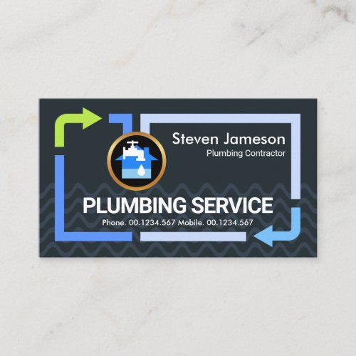 Blue Water Piping Frame Flood Waters Business Card