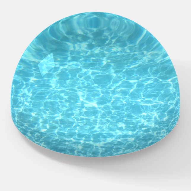 Blue Water Pool Aqua Nature Swimming Pool Template Paperweight (Angled)