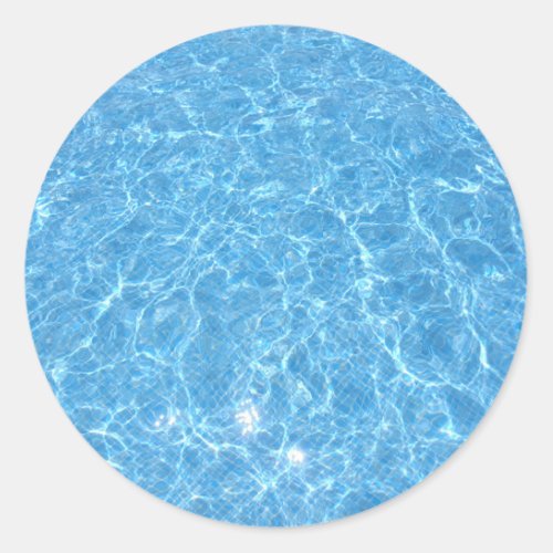 Blue Water Pool Elegant Trendy Blank Template Classic Round Sticker