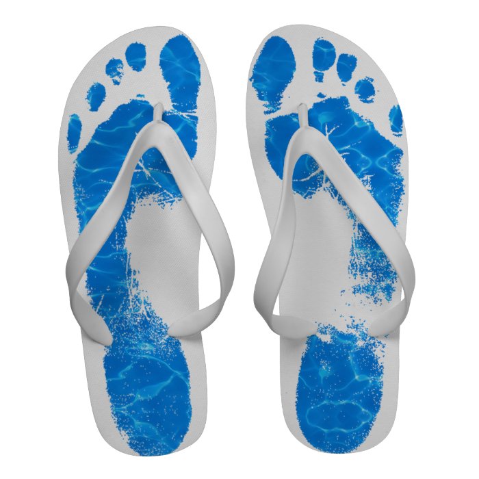 Blue Water Ripples Footprints Men's Sandals