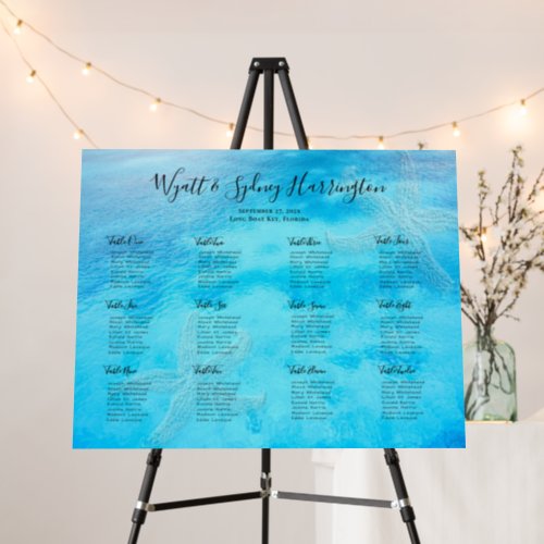 Blue Water Starfish Wedding Seating Chart Poster