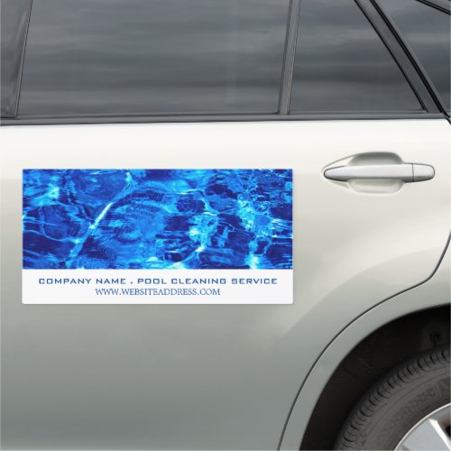 Blue Water Swimming Pool Cleaning Service Car Magnet